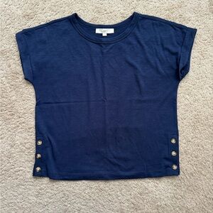 Navy shirt side buttons